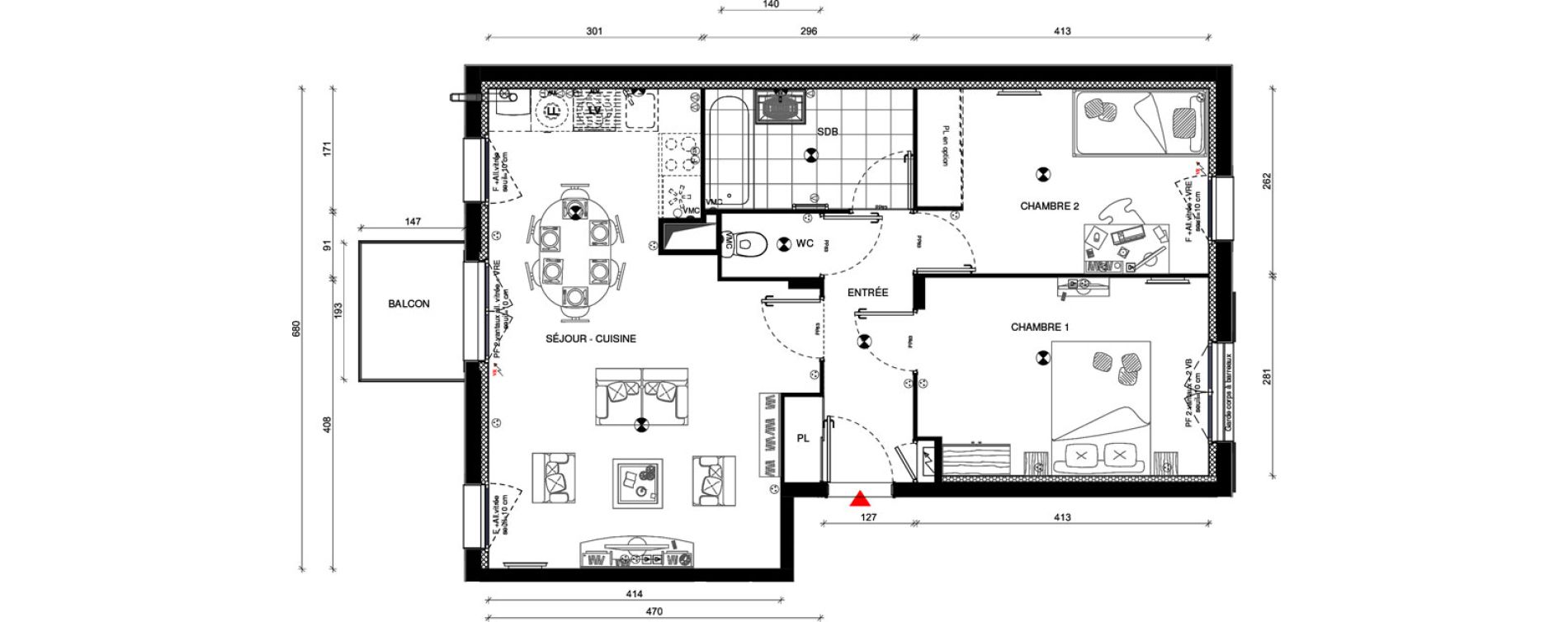 Appartement T3 de 59,70 m2 &agrave; Limours Centre