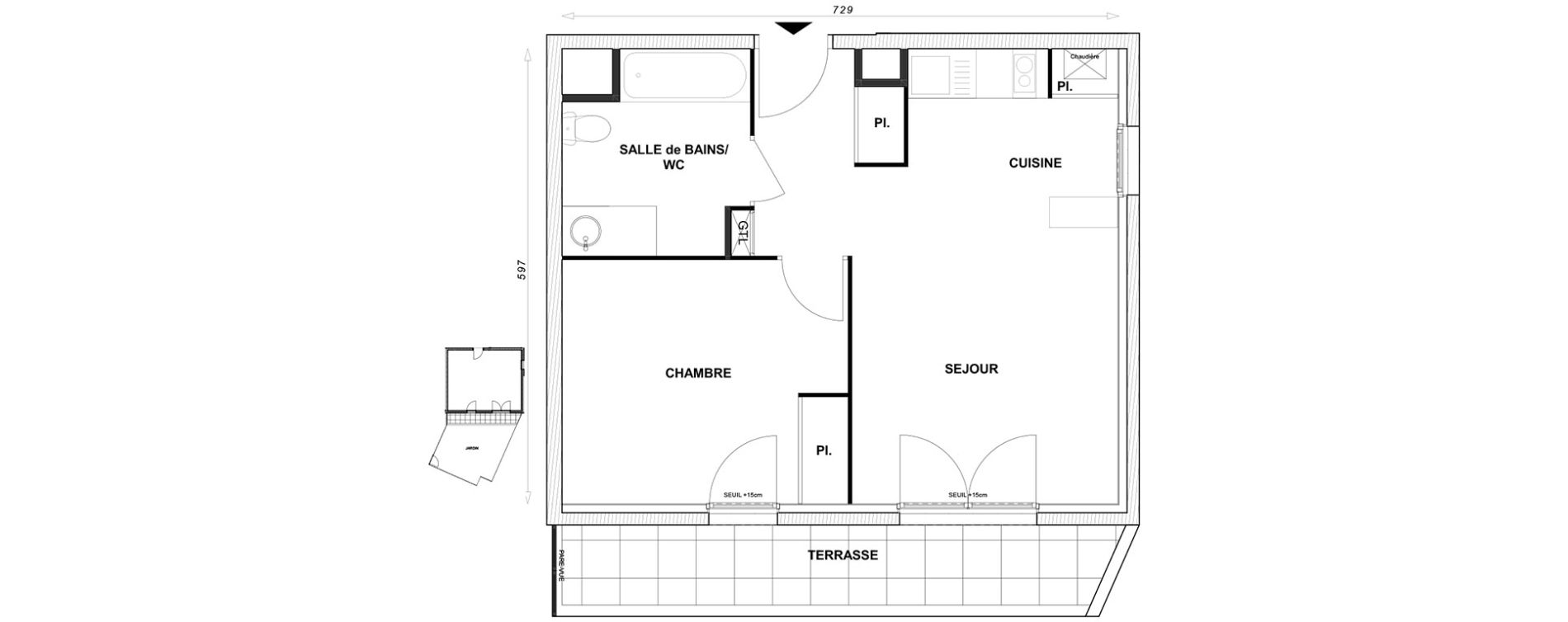 Appartement T2 de 41,79 m2 &agrave; Linas Centre