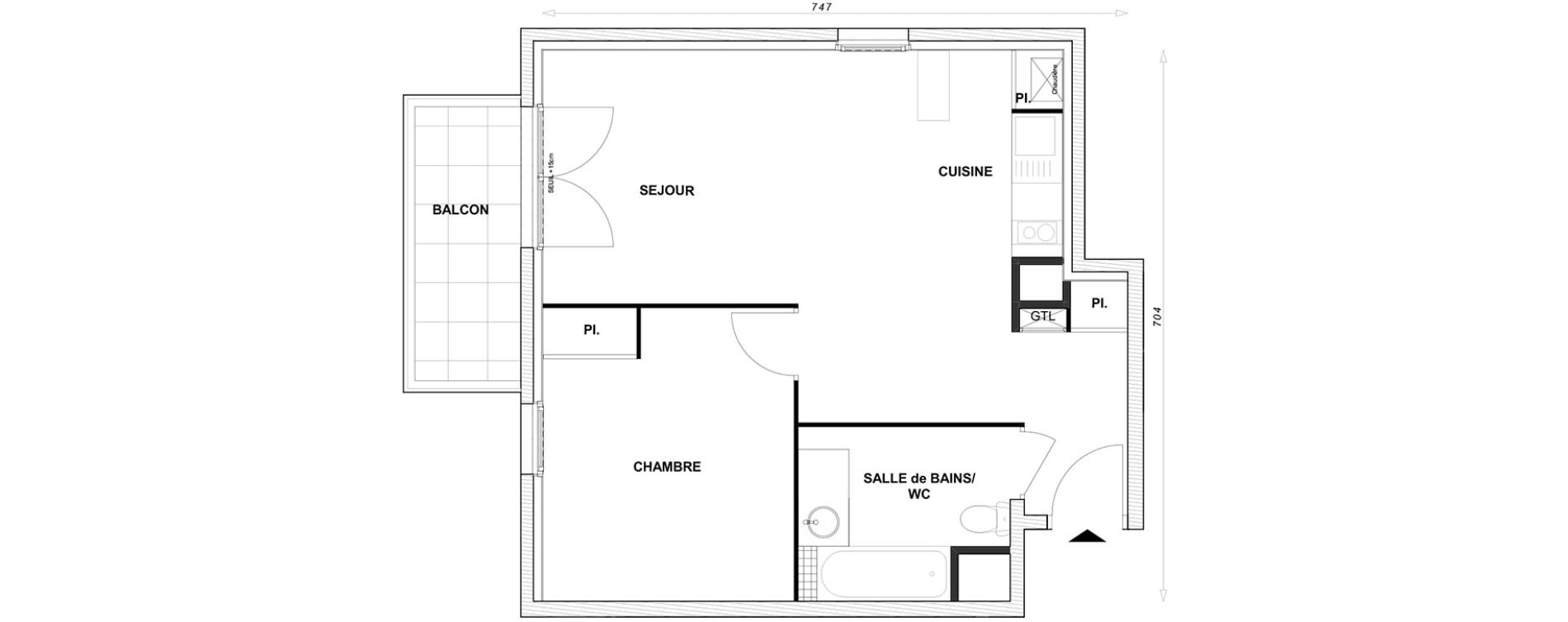 Appartement T2 de 46,62 m2 &agrave; Linas Centre