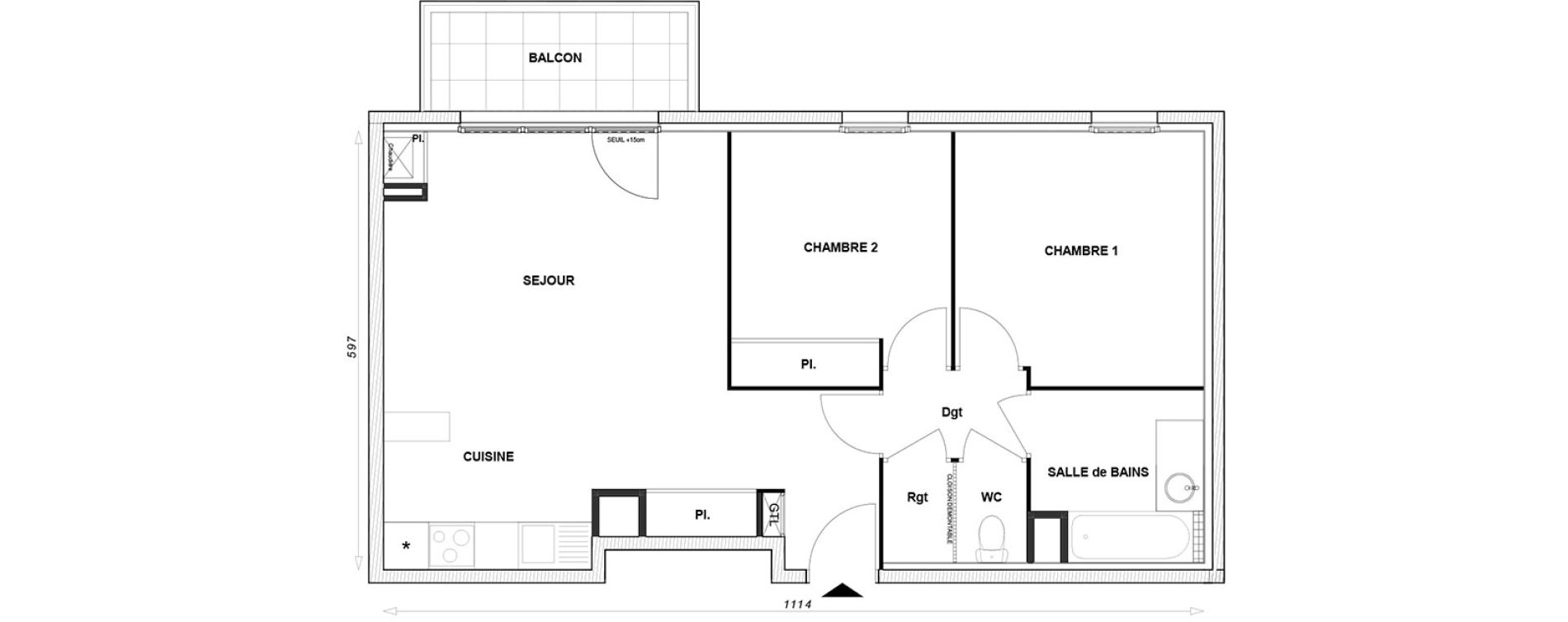 Appartement T3 de 62,79 m2 &agrave; Linas Centre