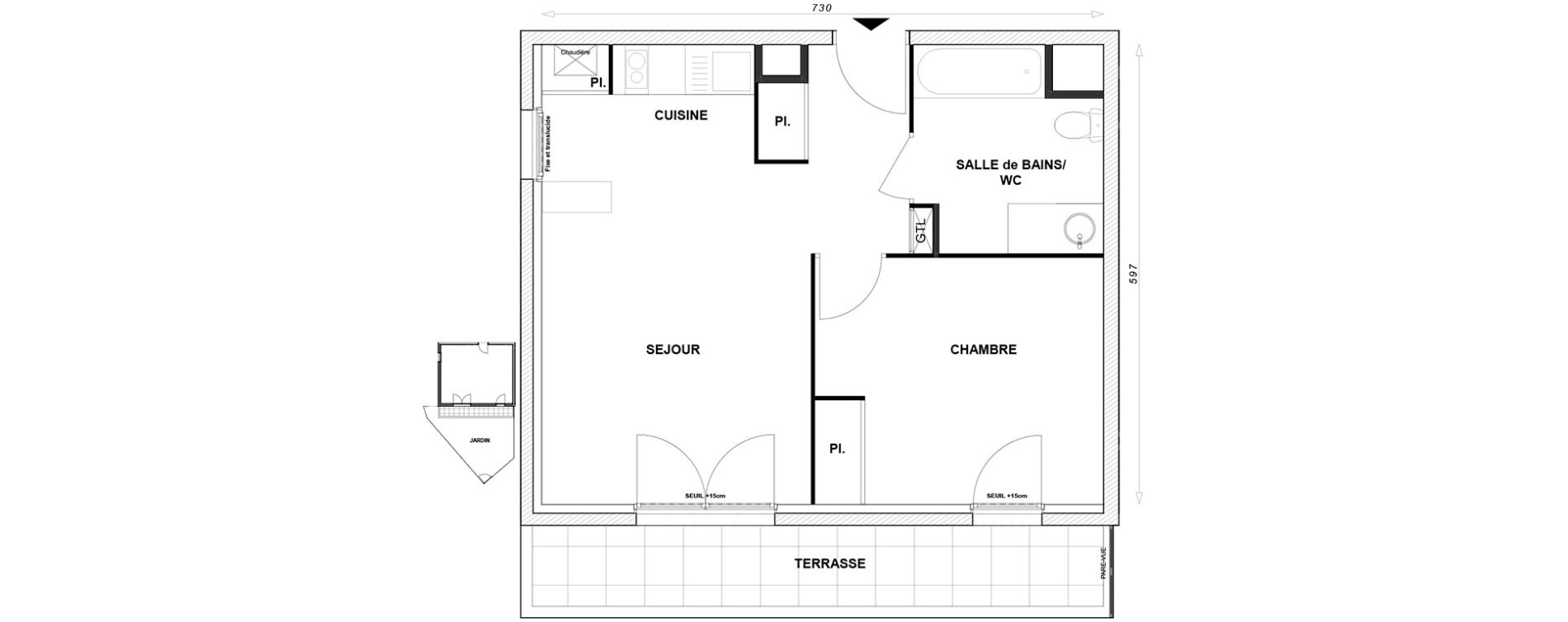 Appartement T2 de 41,79 m2 &agrave; Linas Centre