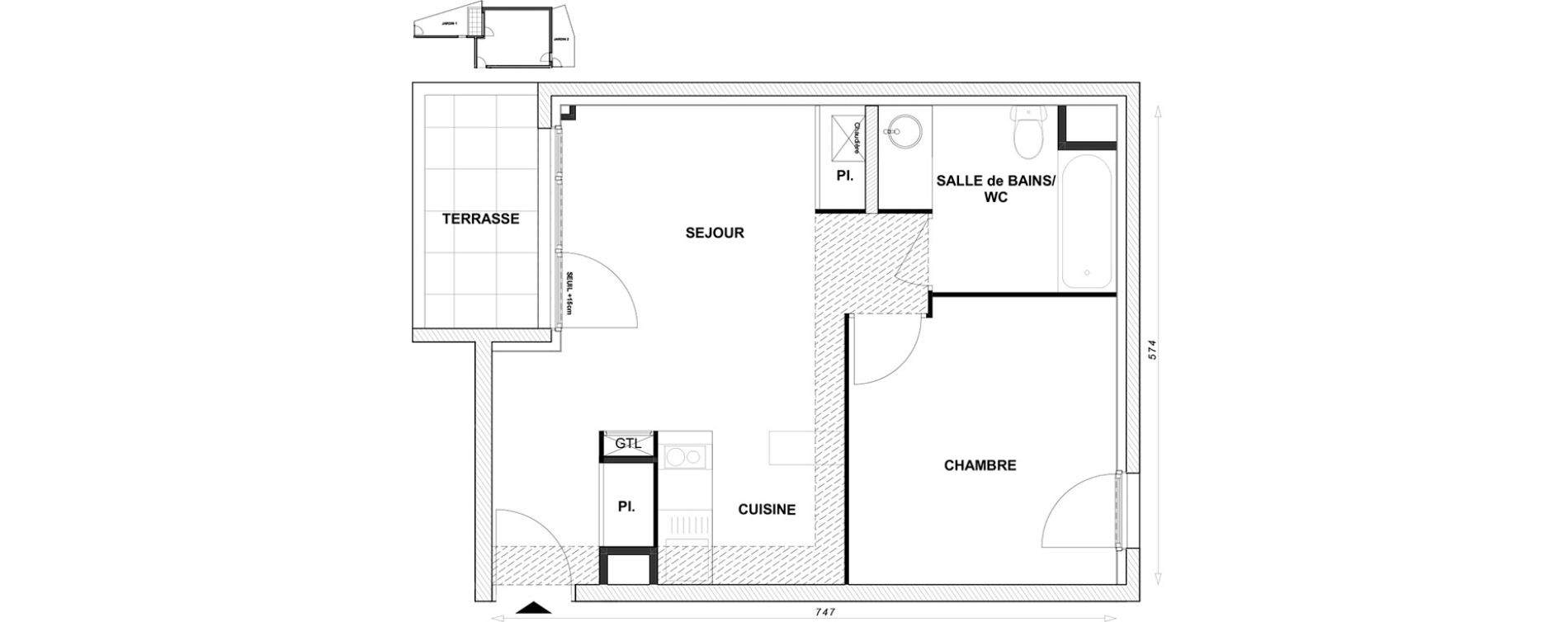 Appartement T2 de 38,75 m2 &agrave; Linas Centre