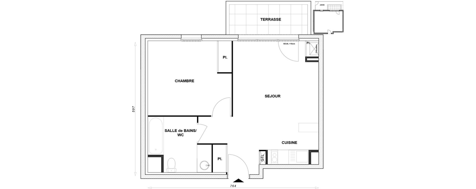 Appartement T2 de 42,24 m2 &agrave; Linas Centre