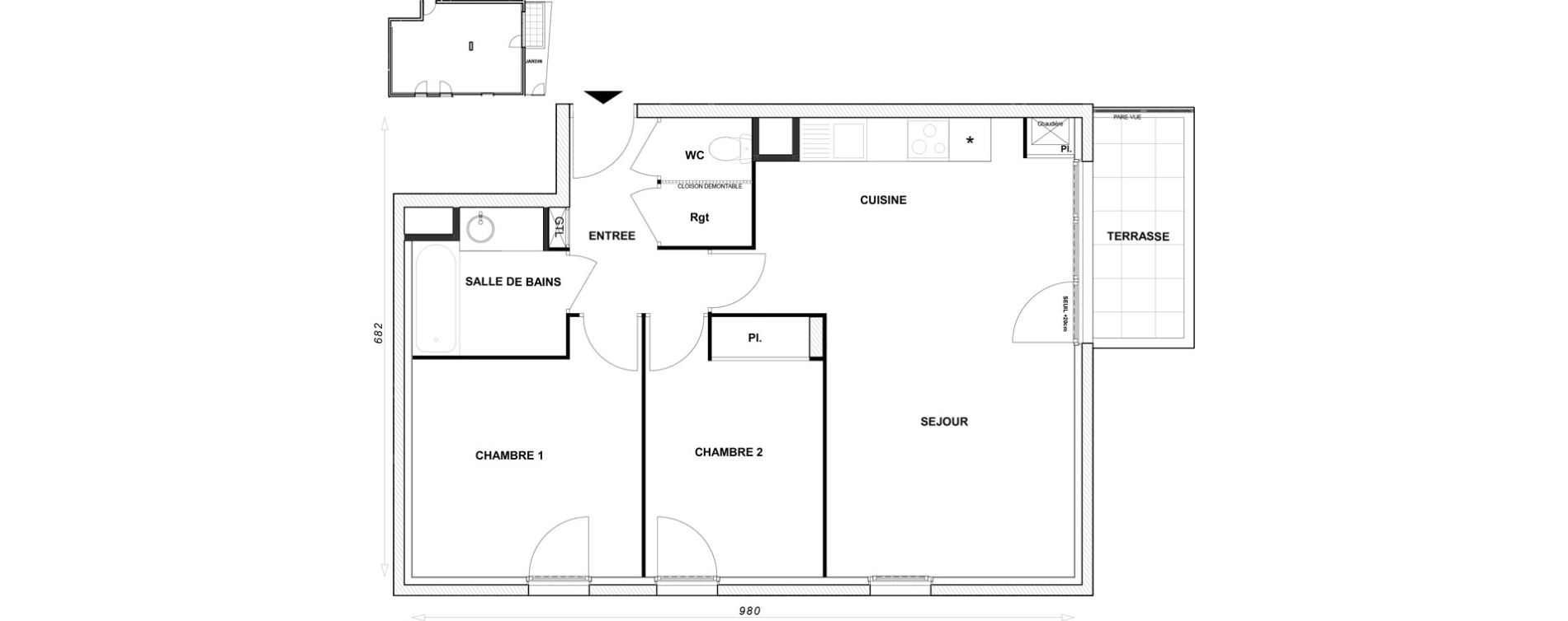 Appartement T3 de 61,38 m2 &agrave; Linas Centre