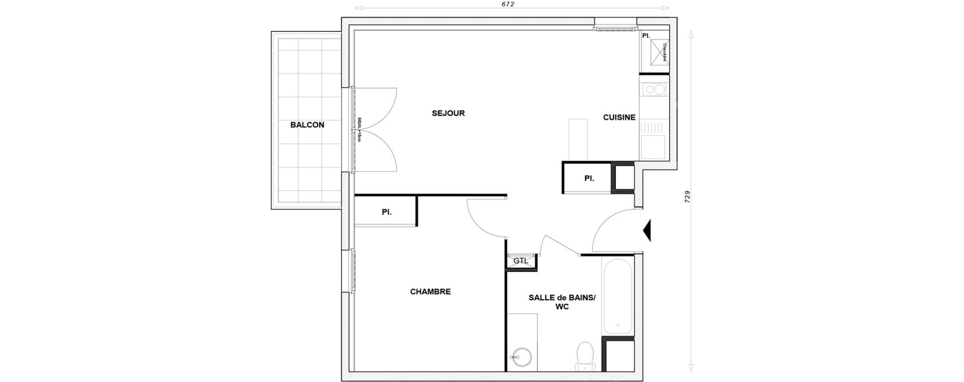 Appartement T2 de 43,88 m2 &agrave; Linas Centre