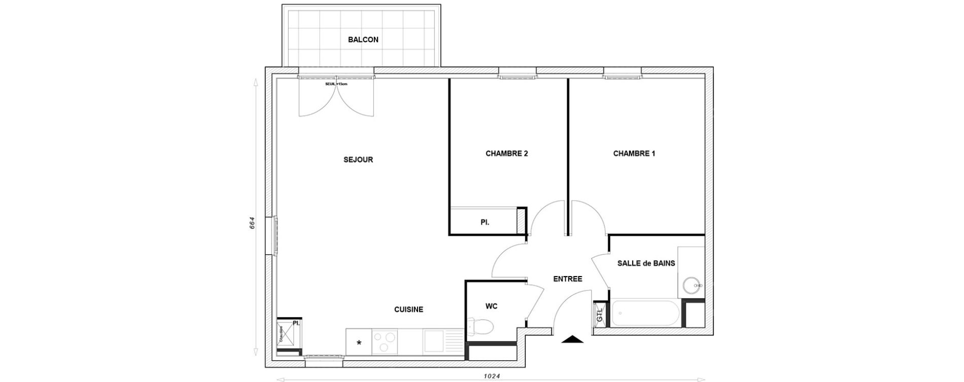 Appartement T3 de 62,60 m2 &agrave; Linas Centre