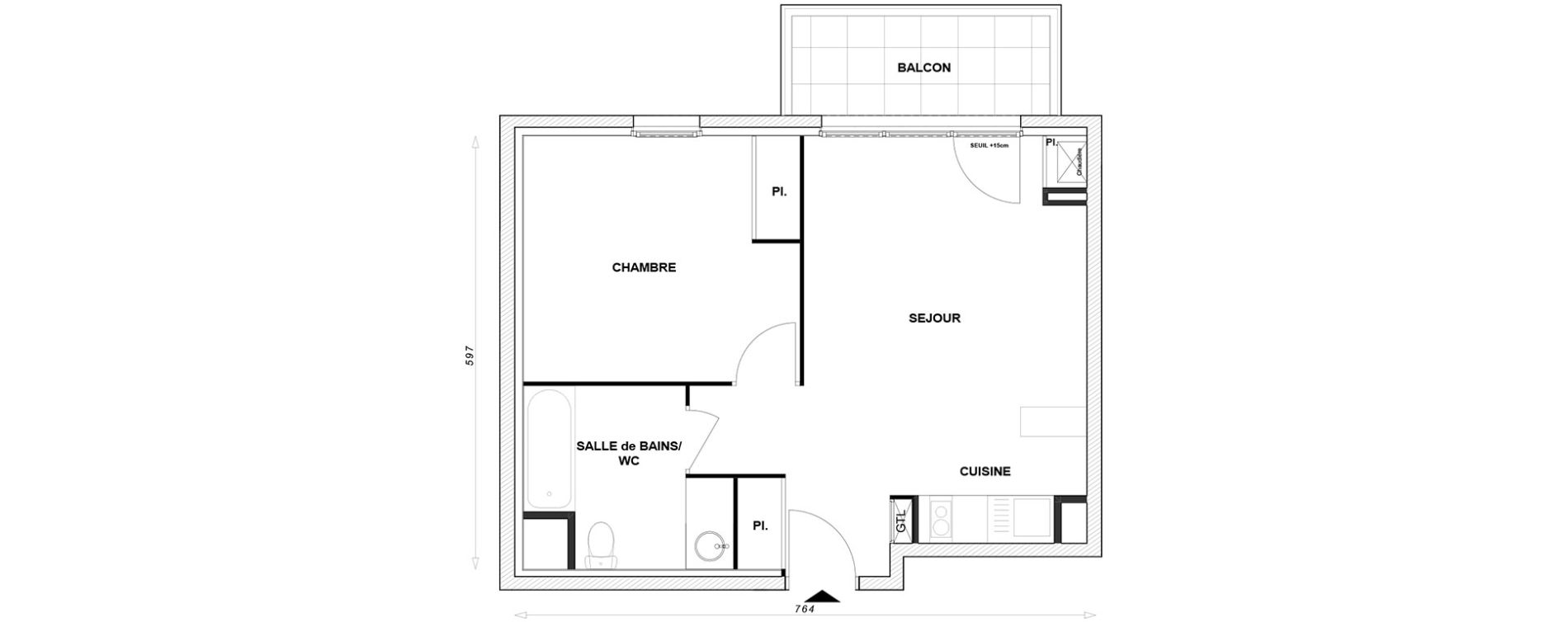 Appartement T2 de 42,24 m2 &agrave; Linas Centre