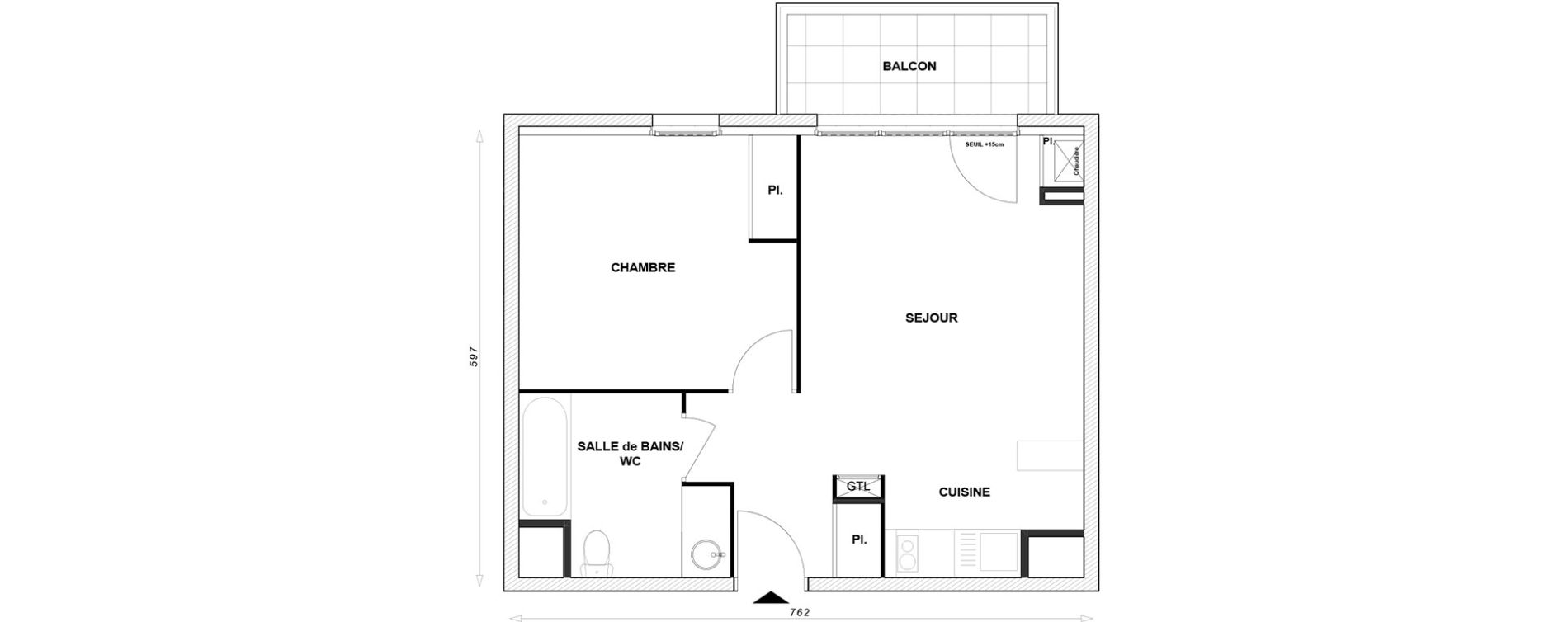 Appartement T2 de 43,38 m2 &agrave; Linas Centre