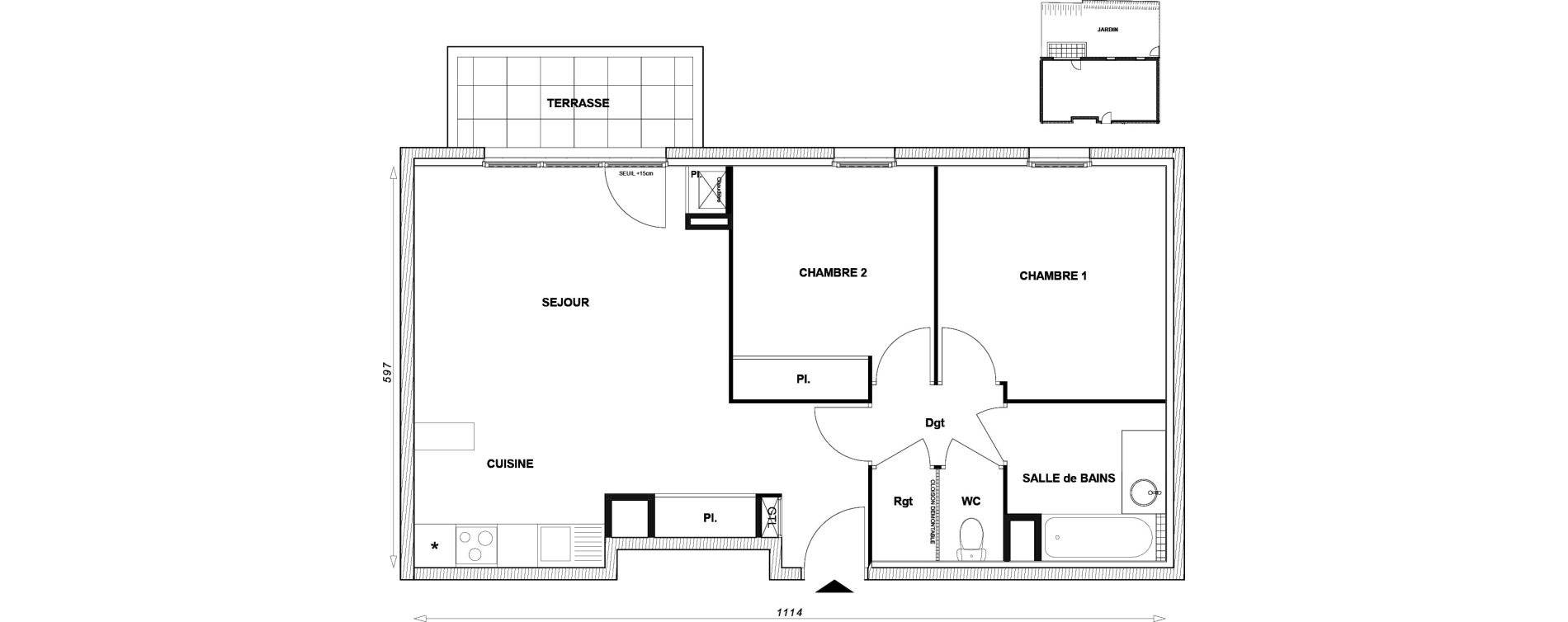Appartement T3 de 62,79 m2 &agrave; Linas Centre