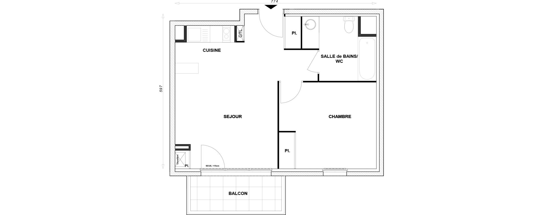 Appartement T2 de 42,85 m2 &agrave; Linas Centre