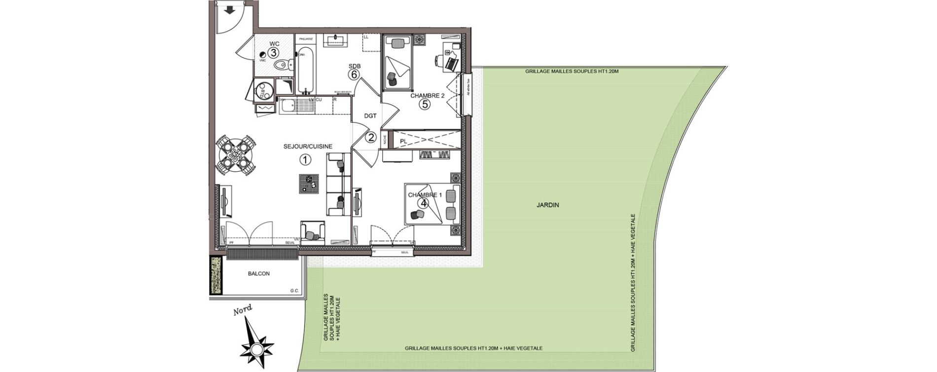 Appartement T3 de 57,80 m2 &agrave; Linas Centre