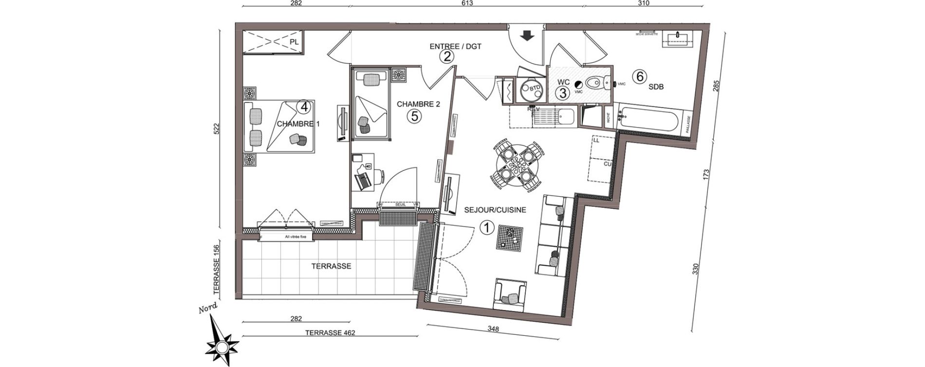 Appartement T3 de 60,60 m2 &agrave; Linas Centre
