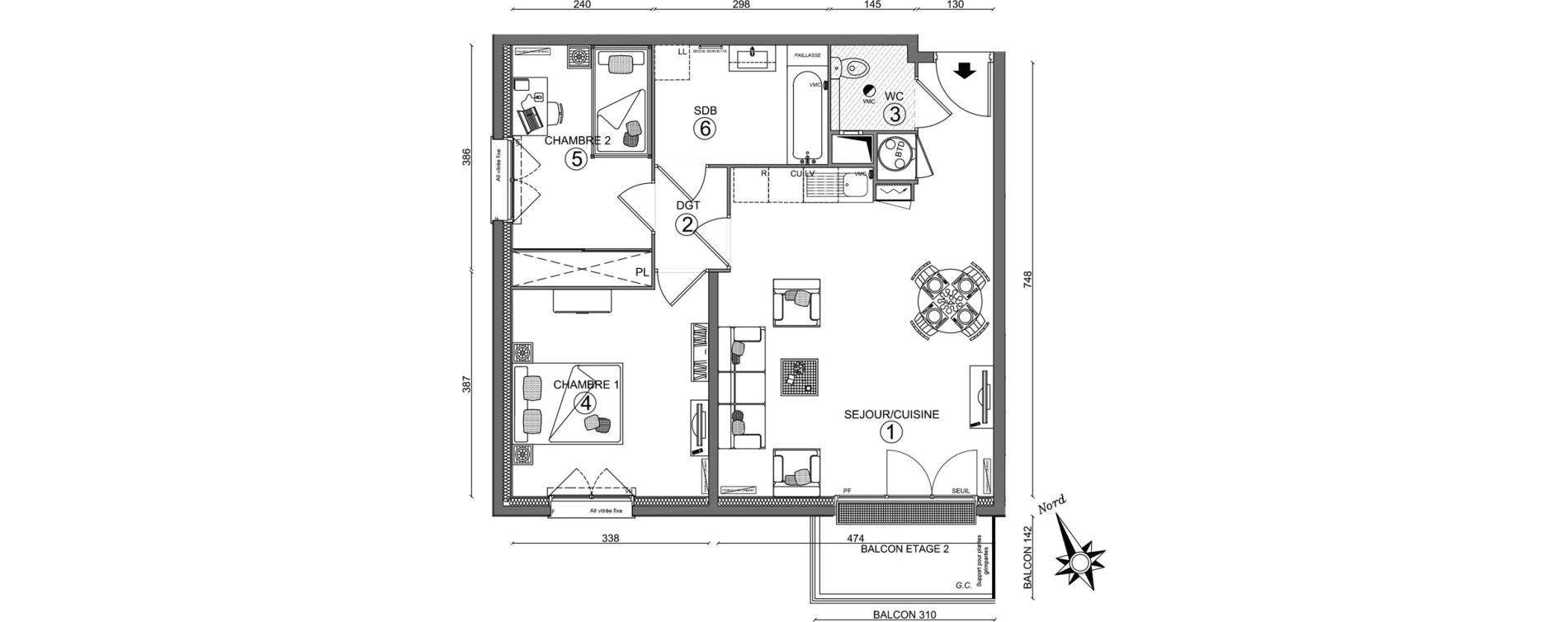 Appartement T3 de 61,80 m2 &agrave; Linas Centre