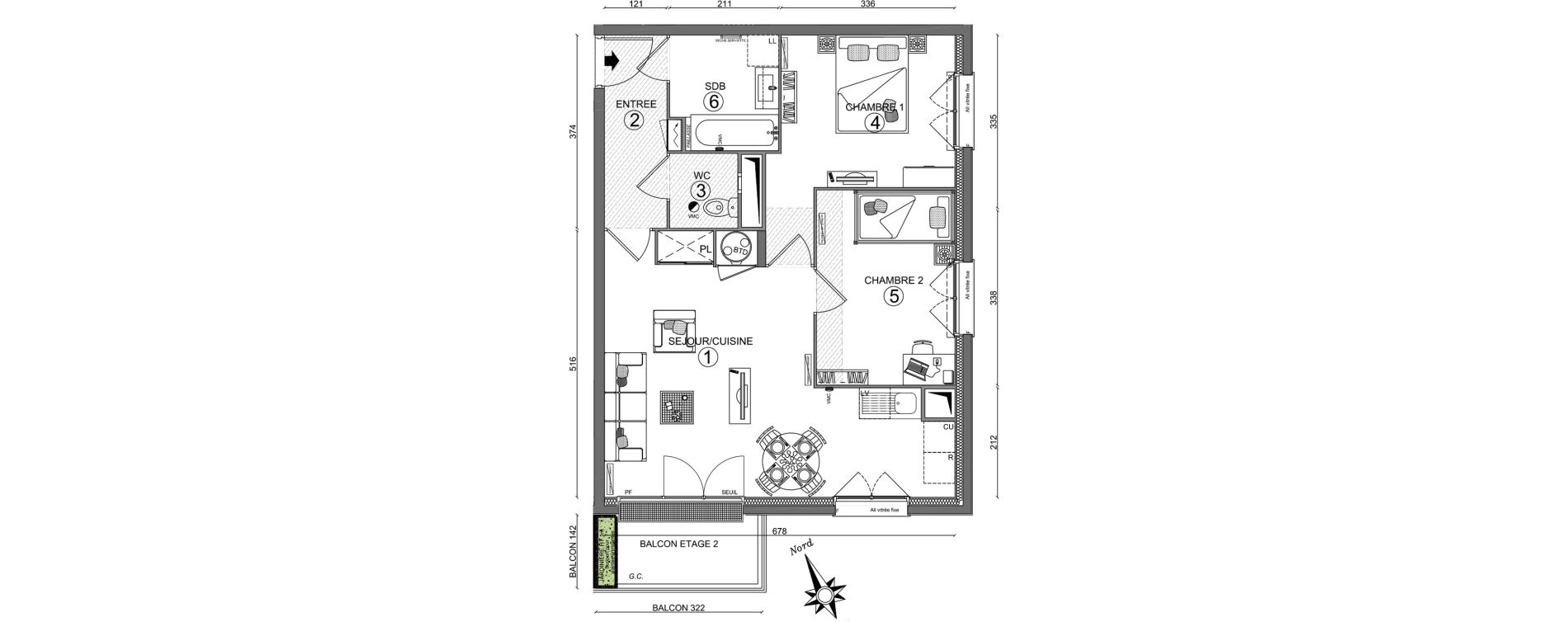 Appartement T3 de 58,00 m2 &agrave; Linas Centre