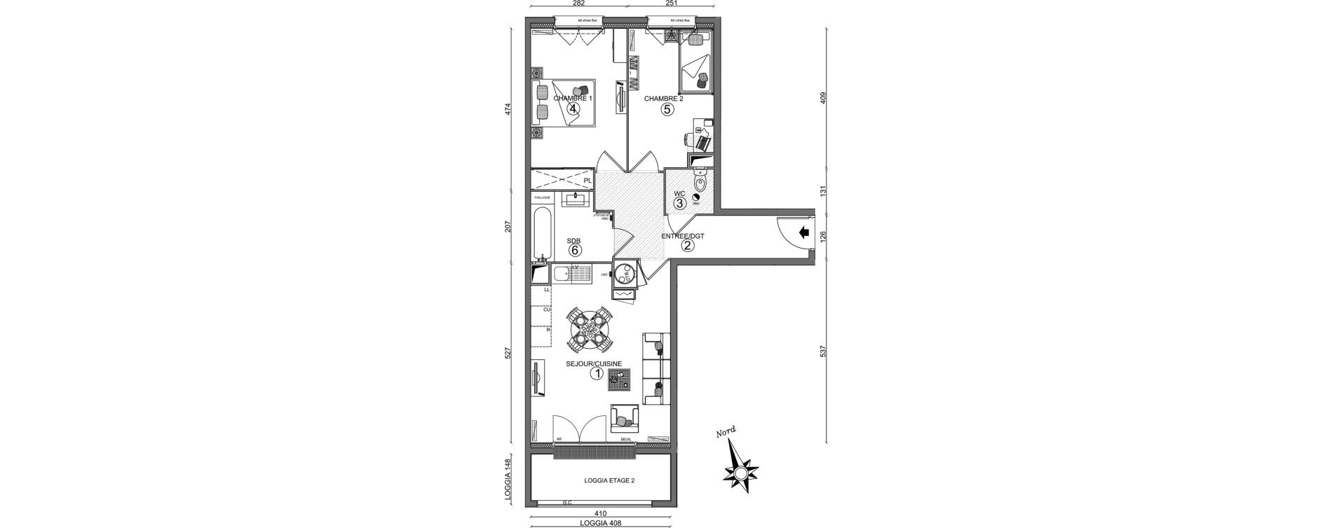 Appartement T3 de 60,00 m2 &agrave; Linas Centre