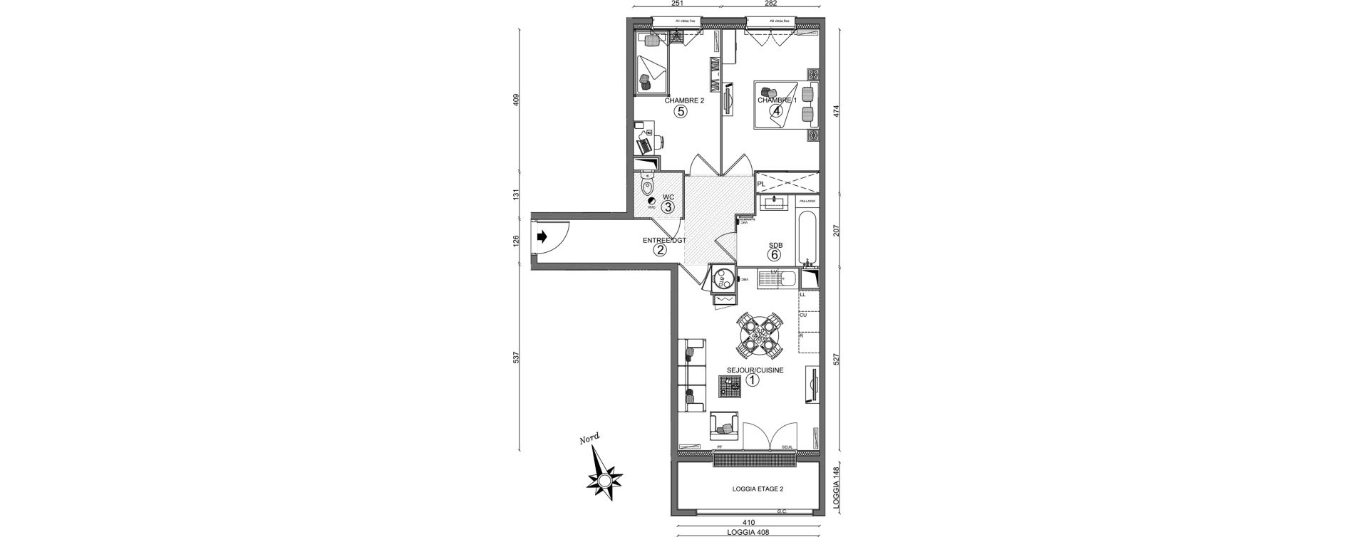 Appartement T3 de 60,00 m2 &agrave; Linas Centre