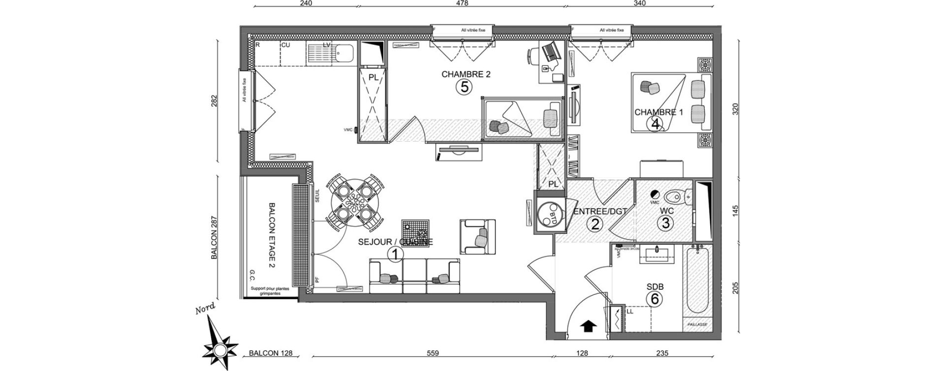 Appartement T3 de 59,55 m2 &agrave; Linas Centre