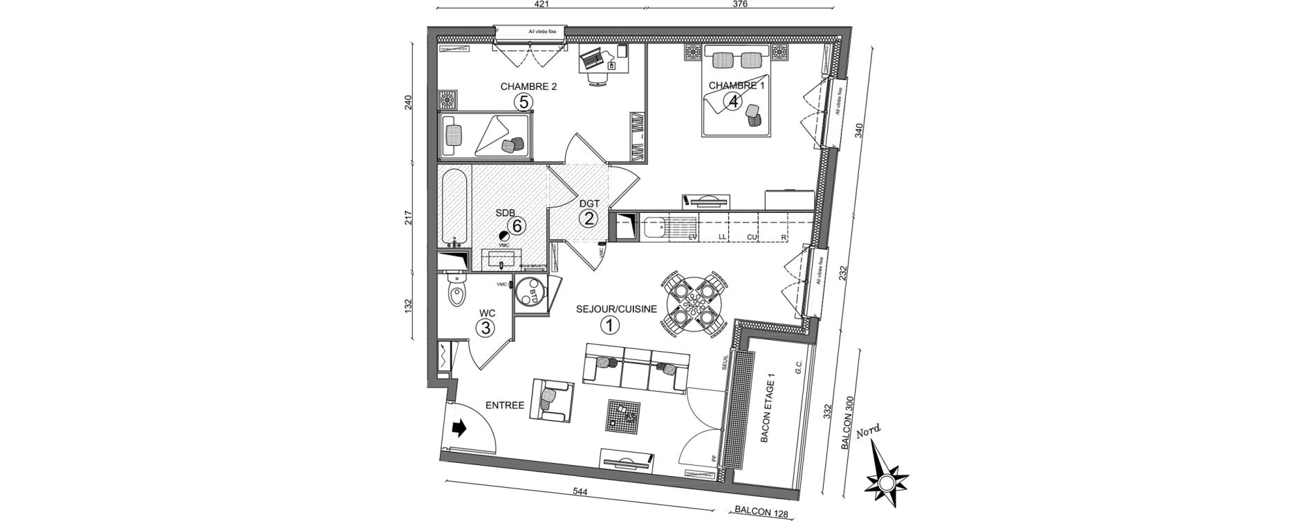 Appartement T3 de 58,15 m2 &agrave; Linas Centre