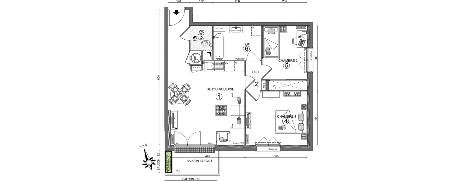 Appartement T3 de 57,80 m2 &agrave; Linas Centre