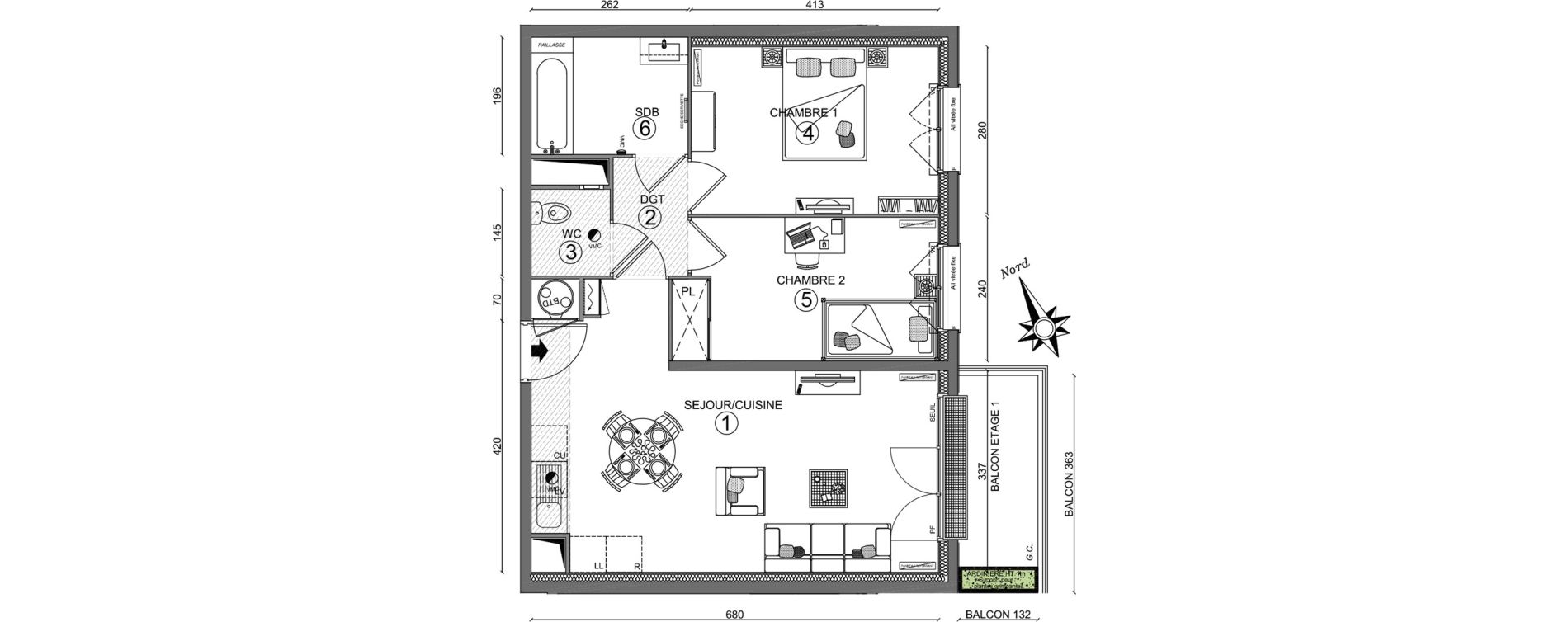 Appartement T3 de 57,15 m2 &agrave; Linas Centre