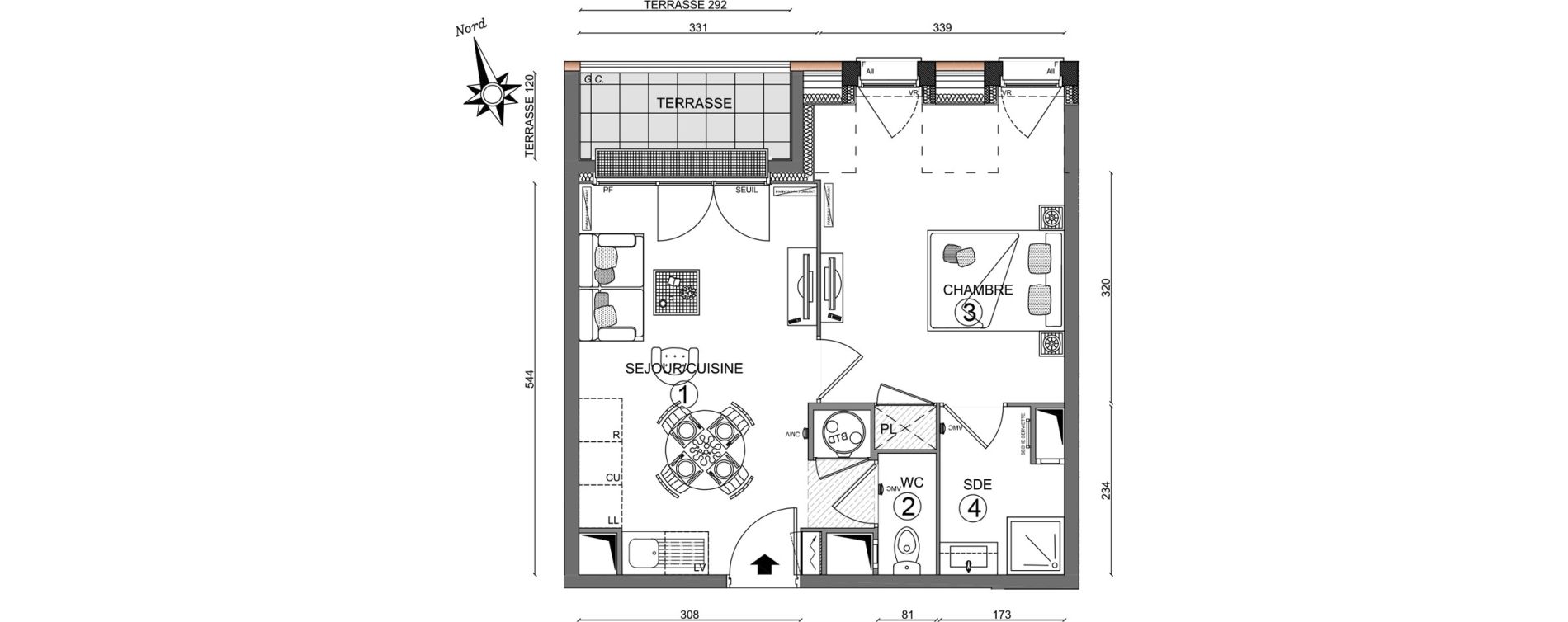 Appartement T2 de 37,05 m2 &agrave; Linas Centre