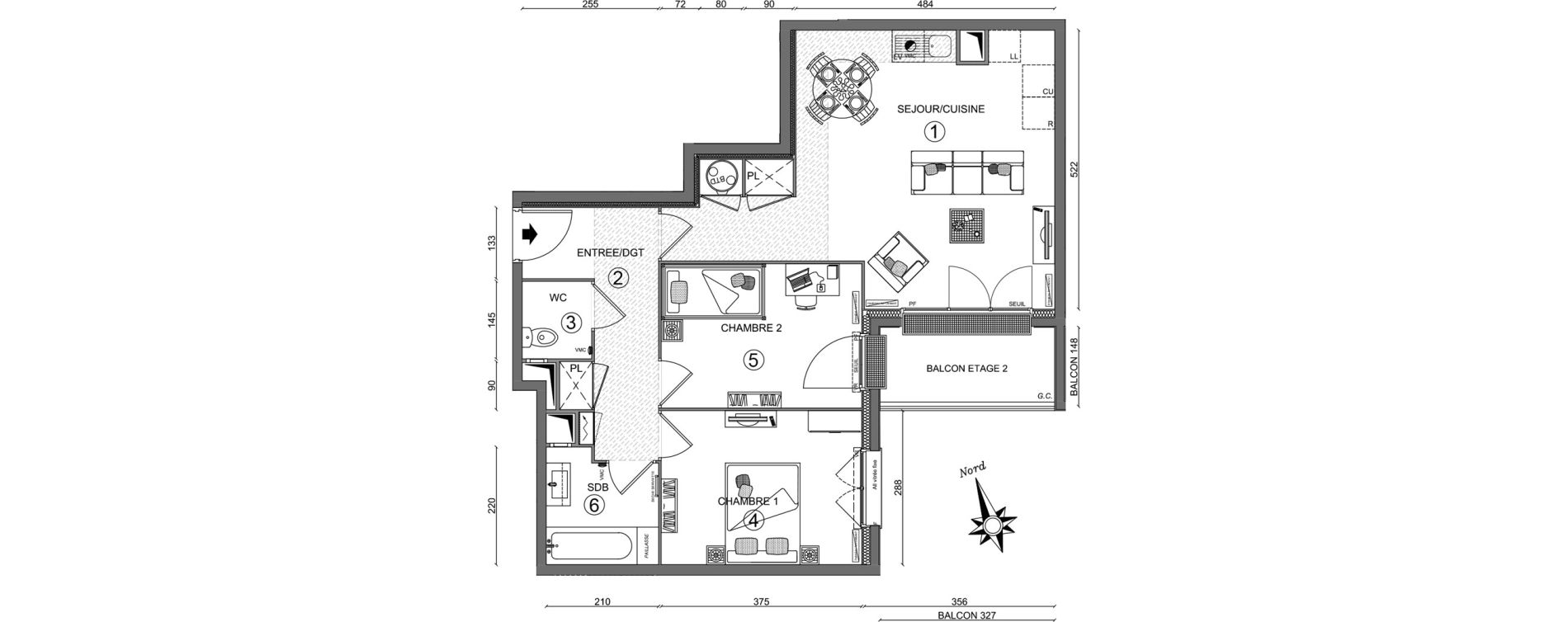 Appartement T3 de 62,90 m2 &agrave; Linas Centre