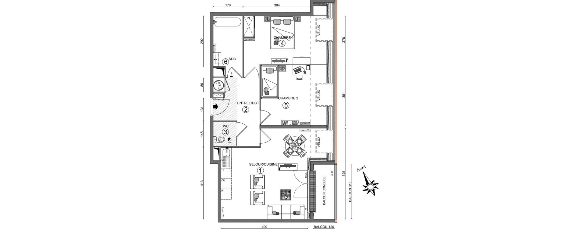 Appartement T3 de 61,10 m2 &agrave; Linas Centre