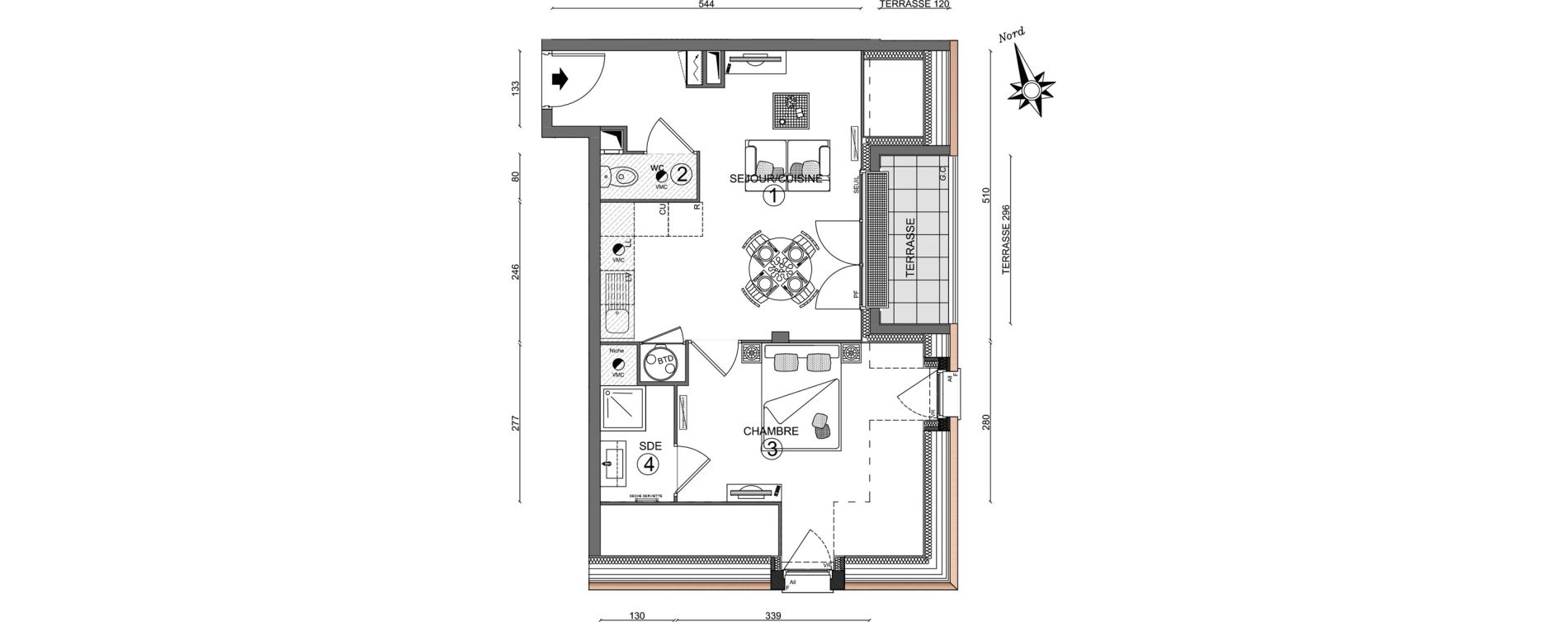 Appartement T2 de 38,60 m2 &agrave; Linas Centre