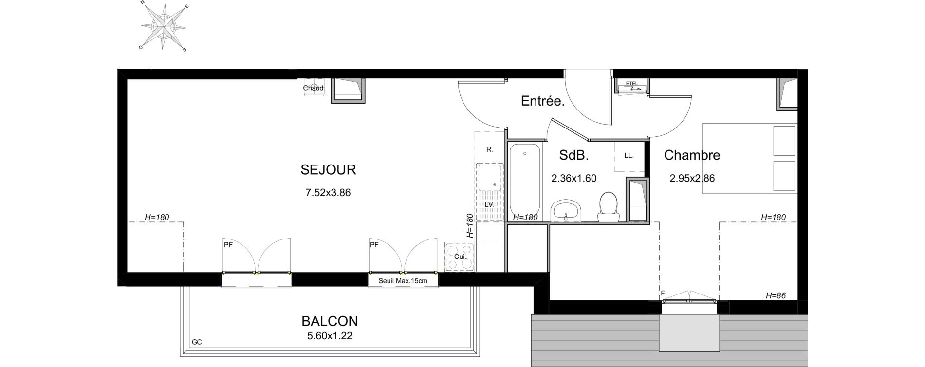 Appartement T2 de 44,26 m2 &agrave; Longjumeau Balizy