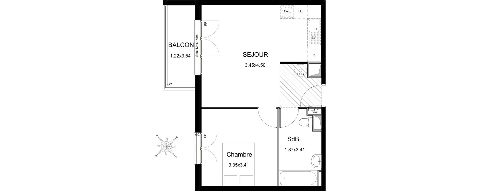Appartement T2 de 40,34 m2 &agrave; Longjumeau Balizy