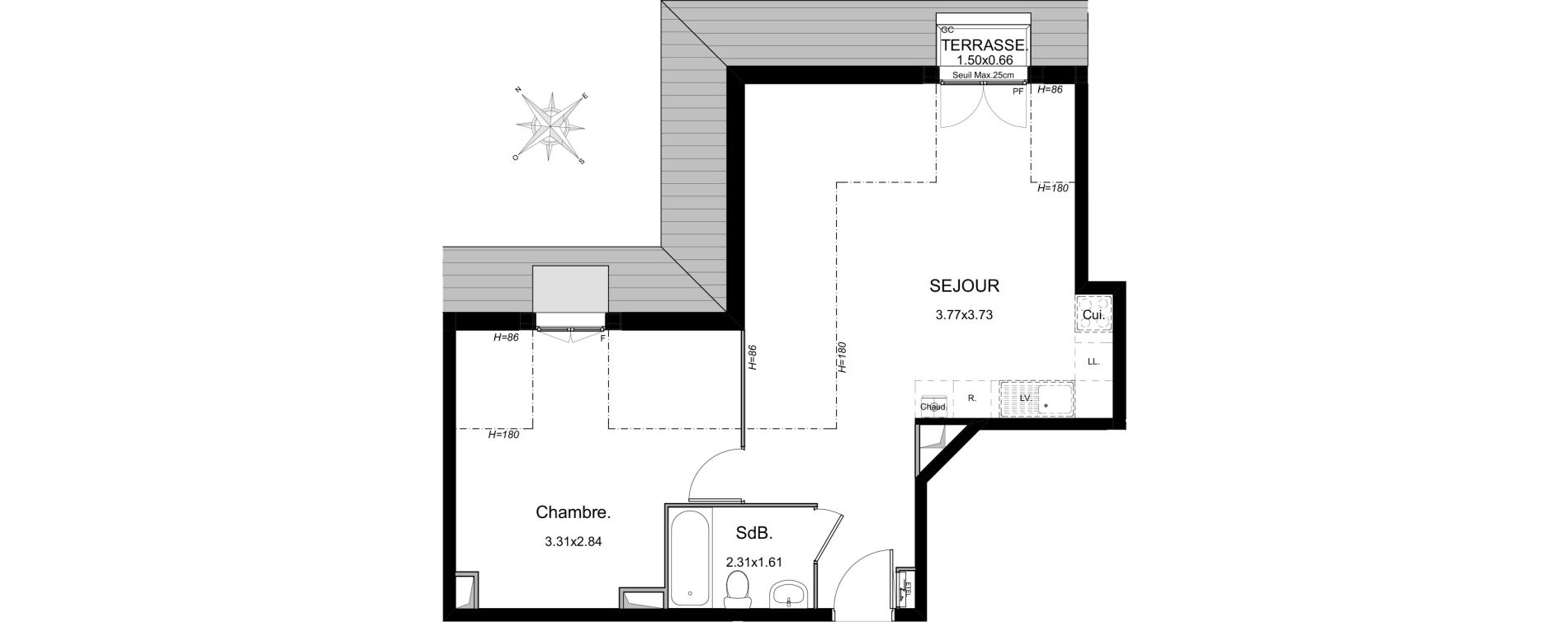 Appartement T2 de 39,40 m2 &agrave; Longjumeau Balizy