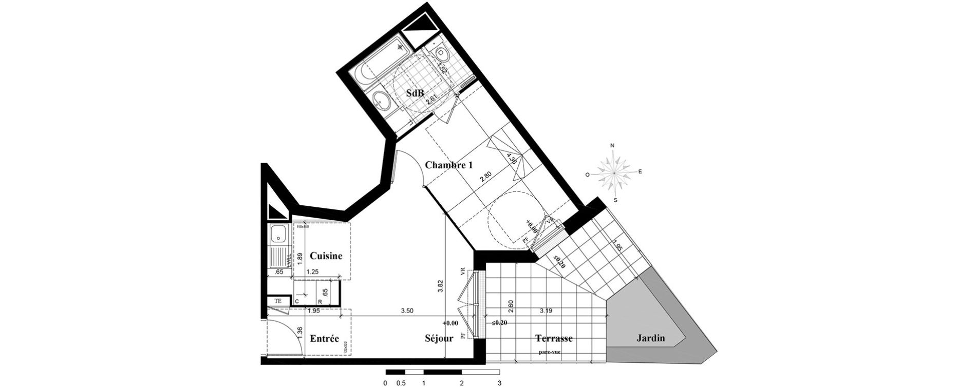 Appartement T2 de 38,19 m2 &agrave; Longjumeau Centre
