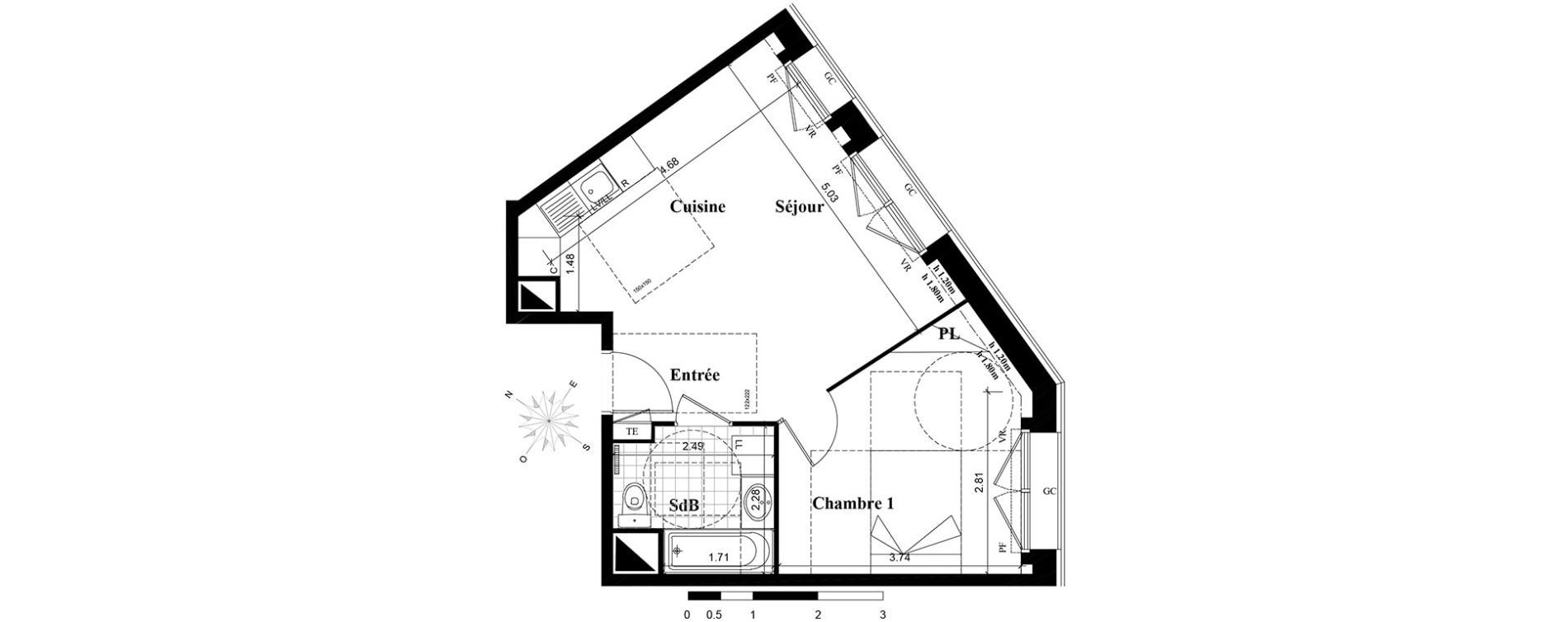 Appartement T2 de 40,47 m2 &agrave; Longjumeau Centre