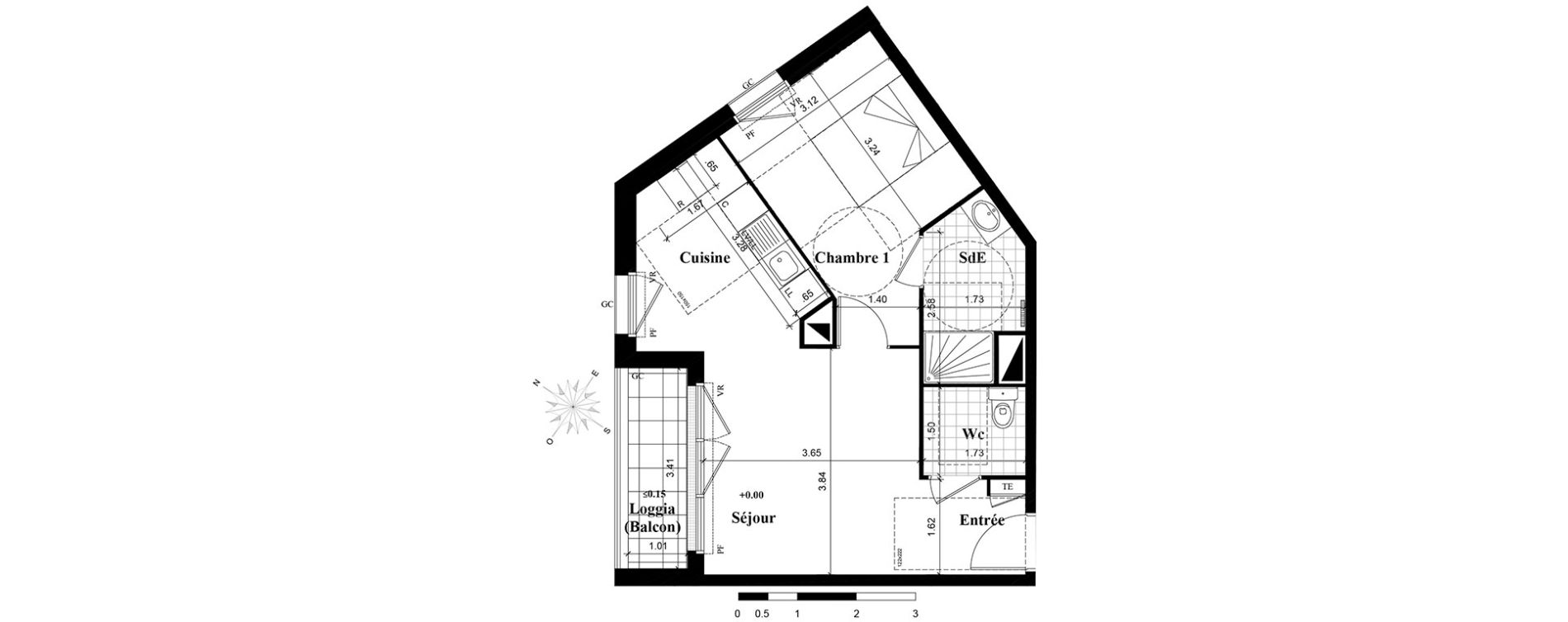 Appartement T2 de 44,31 m2 &agrave; Longjumeau Centre