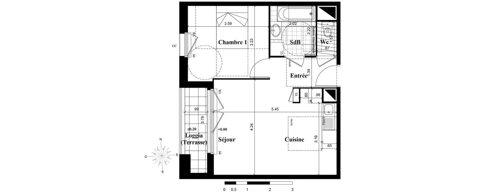 Appartement T2 de 42,80 m2 &agrave; Longjumeau Centre