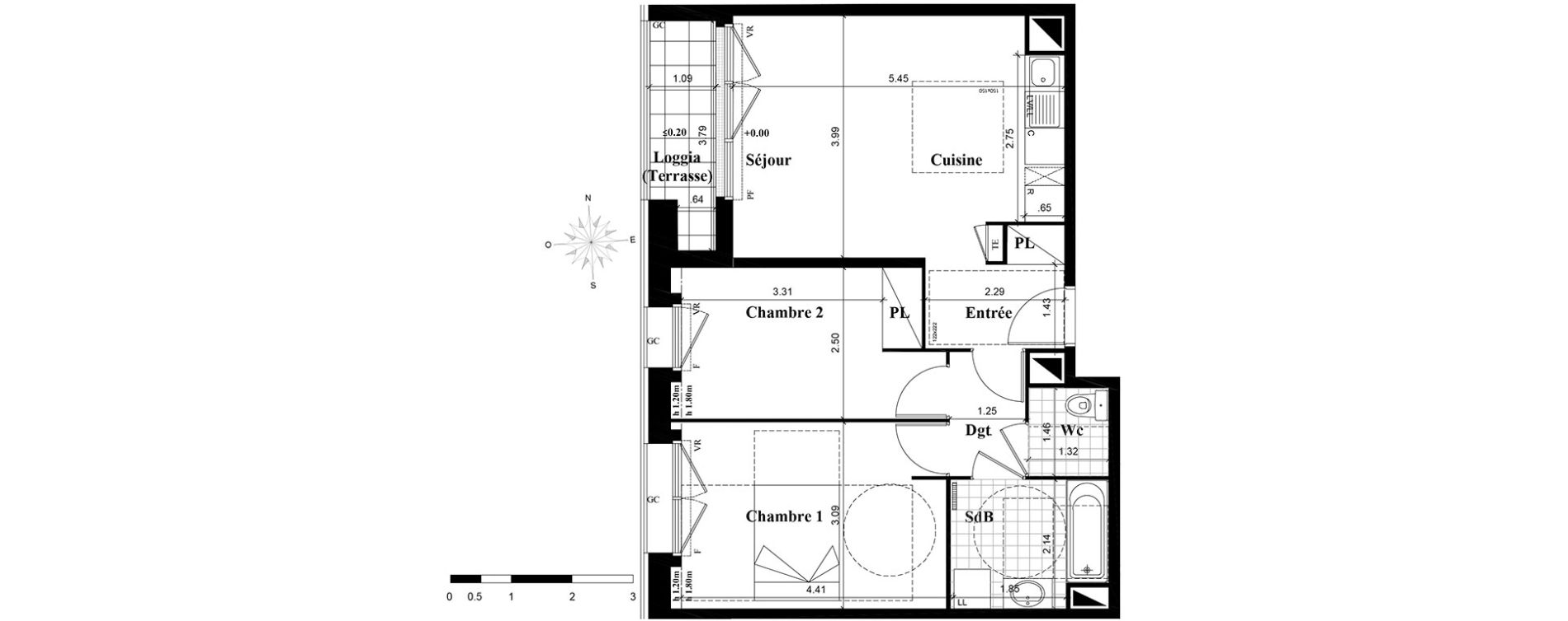 Appartement T3 de 57,32 m2 &agrave; Longjumeau Centre