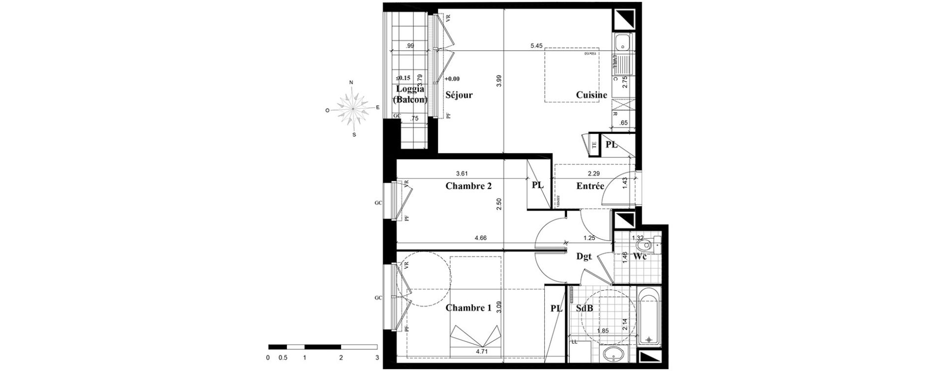 Appartement T3 de 59,63 m2 &agrave; Longjumeau Centre
