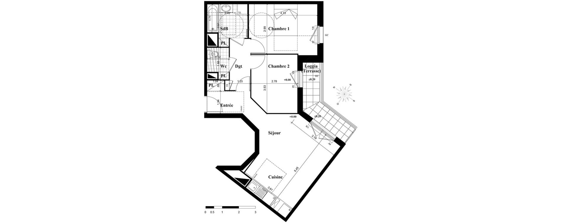Appartement T3 de 59,40 m2 &agrave; Longjumeau Centre