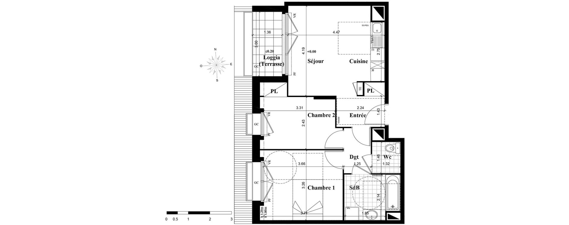 Appartement T3 de 51,94 m2 &agrave; Longjumeau Centre