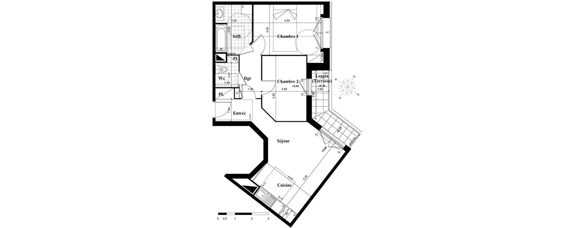 Appartement T3 de 59,83 m2 &agrave; Longjumeau Centre