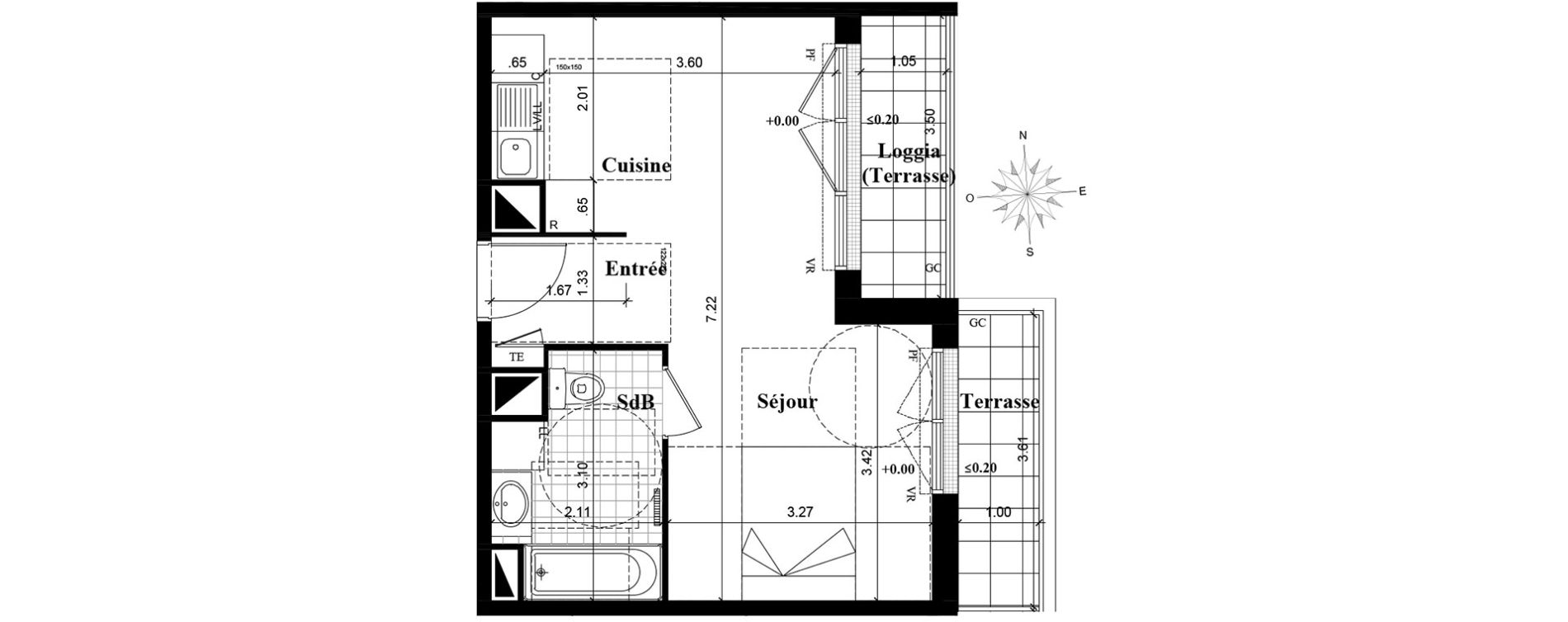 Studio de 33,00 m2 &agrave; Longjumeau Centre