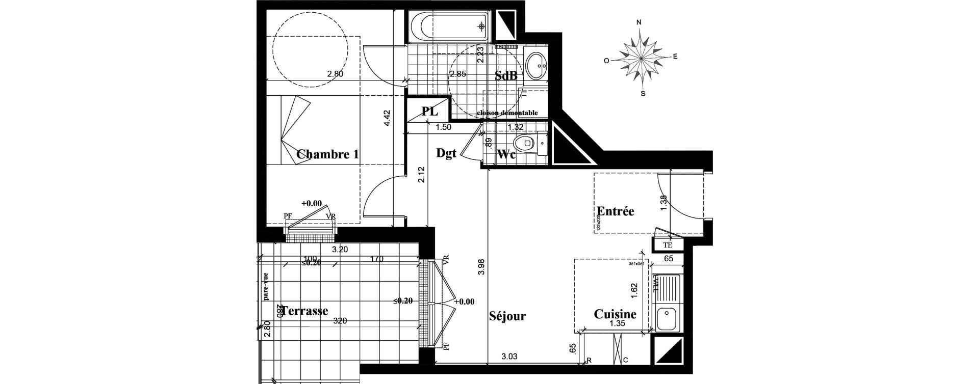 Appartement T2 de 41,19 m2 &agrave; Longjumeau Centre