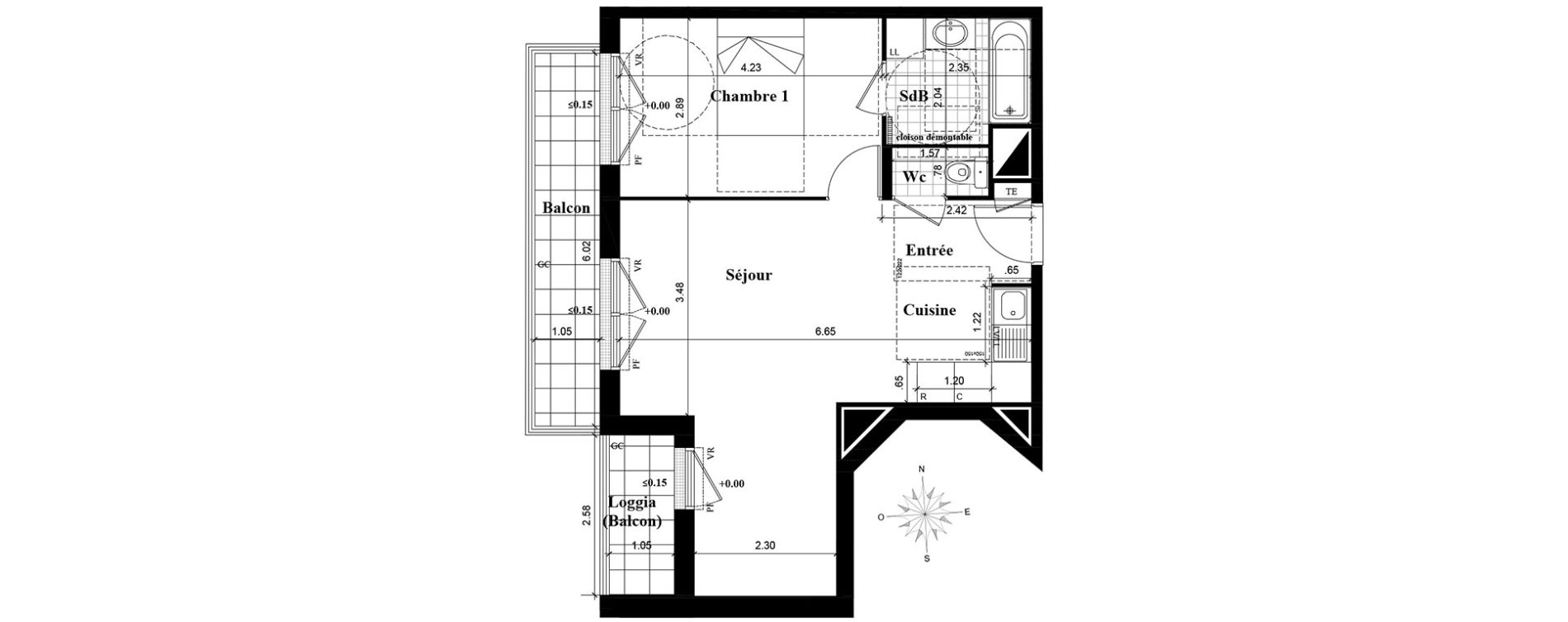 Appartement T2 de 47,14 m2 &agrave; Longjumeau Centre