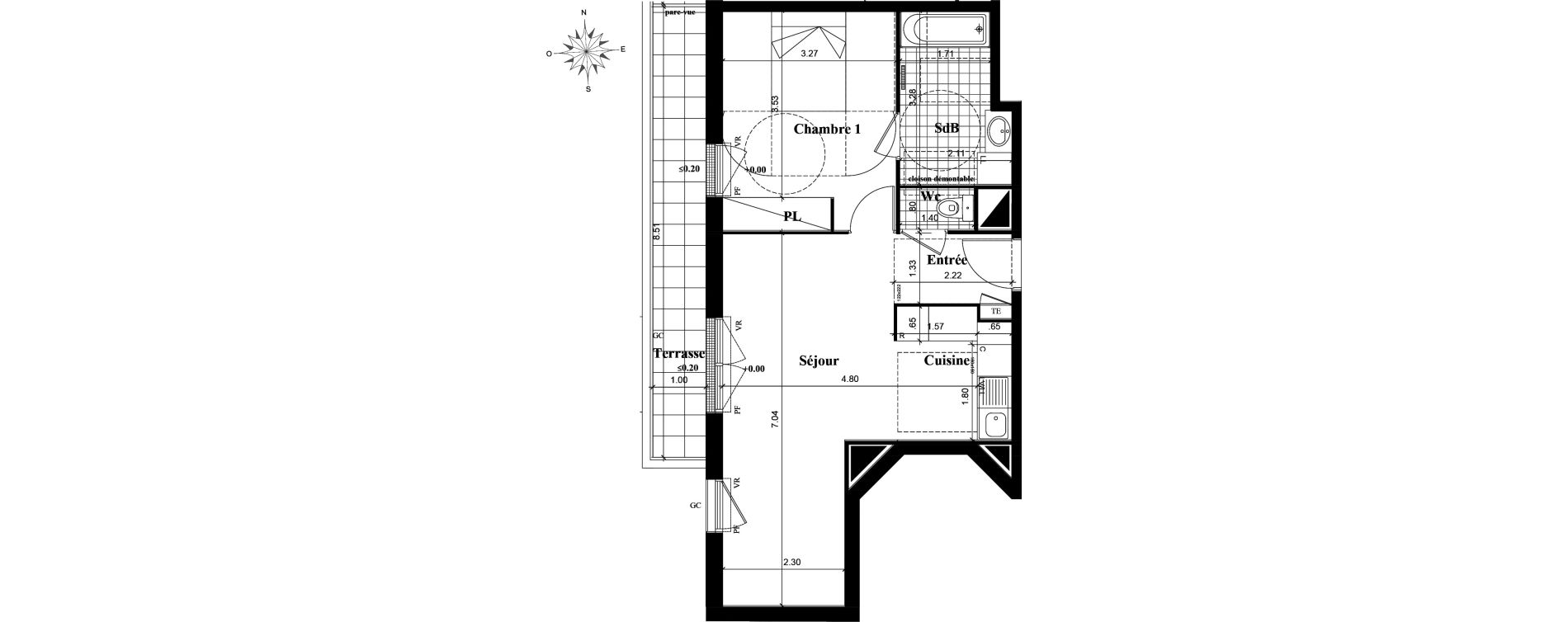 Appartement T2 de 49,02 m2 &agrave; Longjumeau Centre