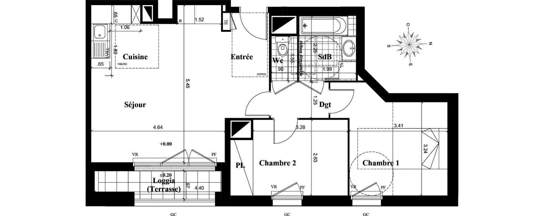 Appartement T3 de 60,81 m2 &agrave; Longjumeau Centre