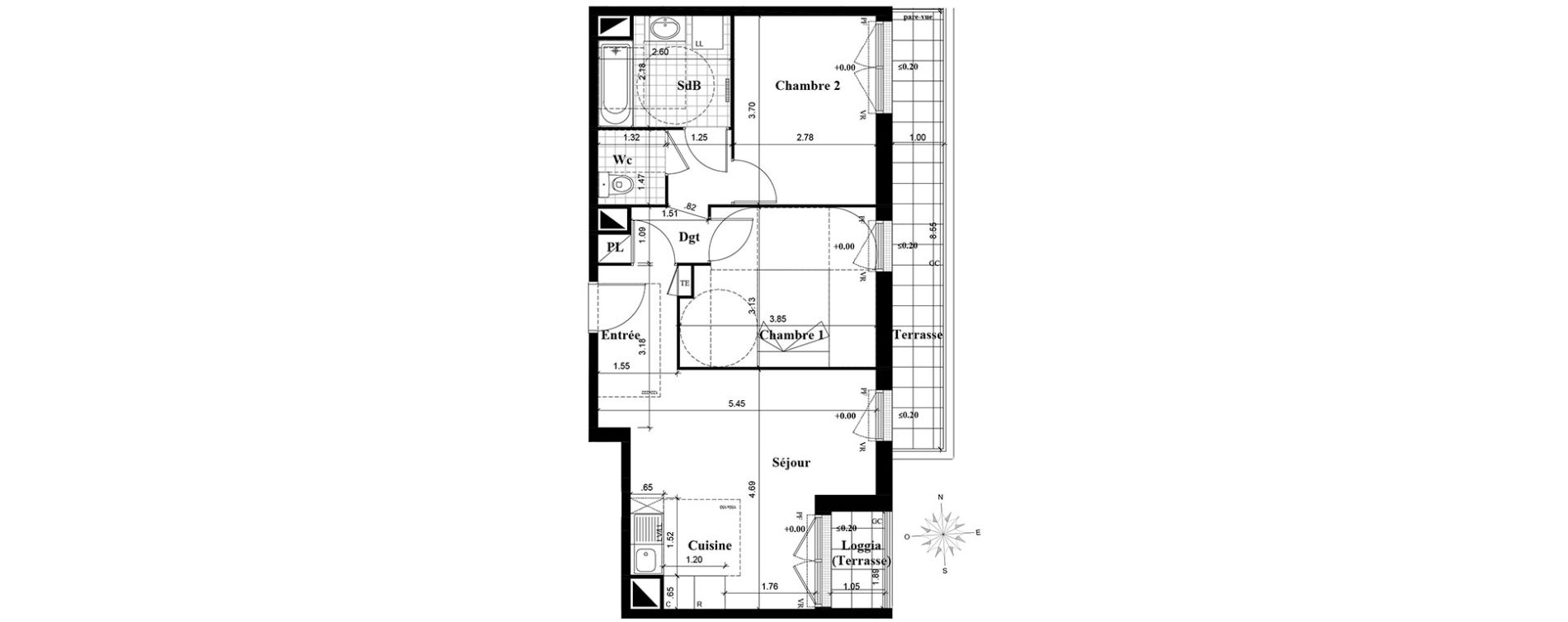 Appartement T3 de 55,95 m2 &agrave; Longjumeau Centre