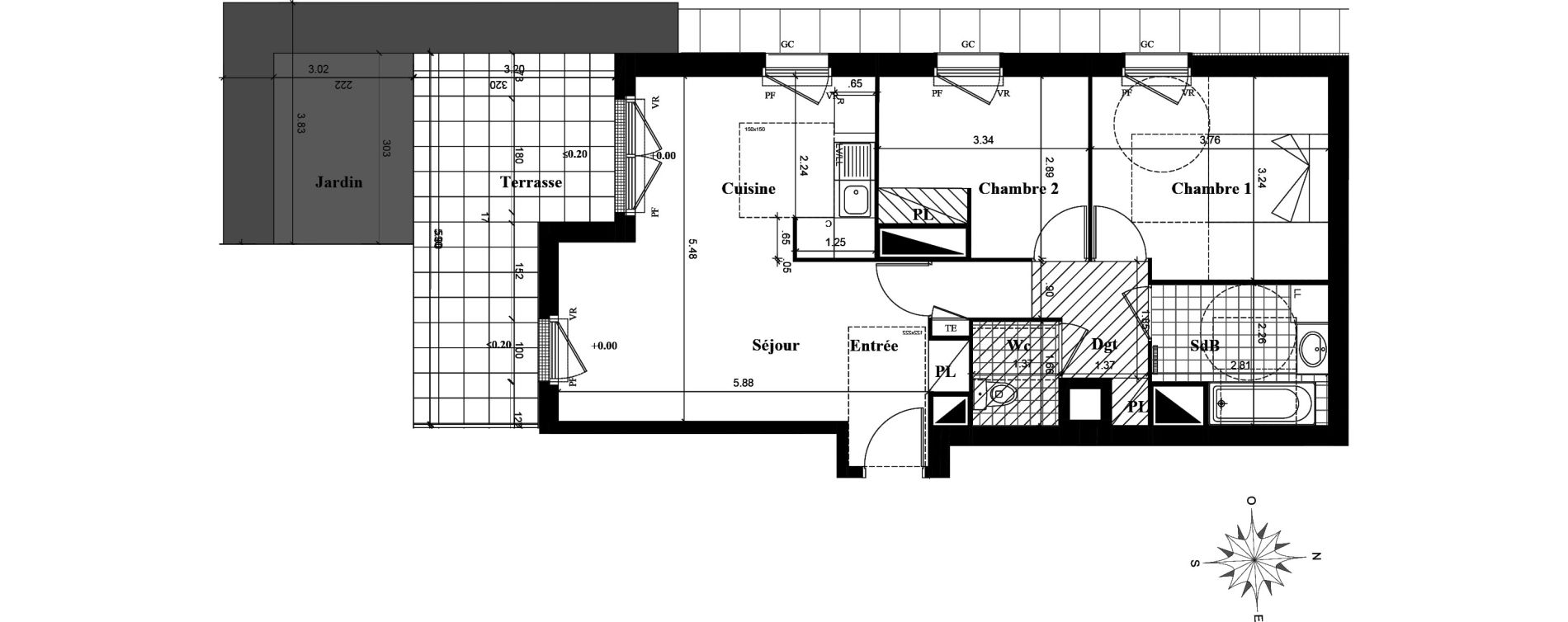 Appartement T3 de 61,39 m2 &agrave; Longjumeau Centre