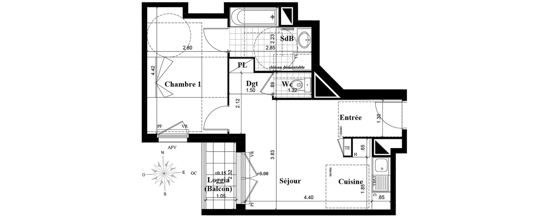 Appartement T2 de 57,23 m2 &agrave; Longjumeau Centre