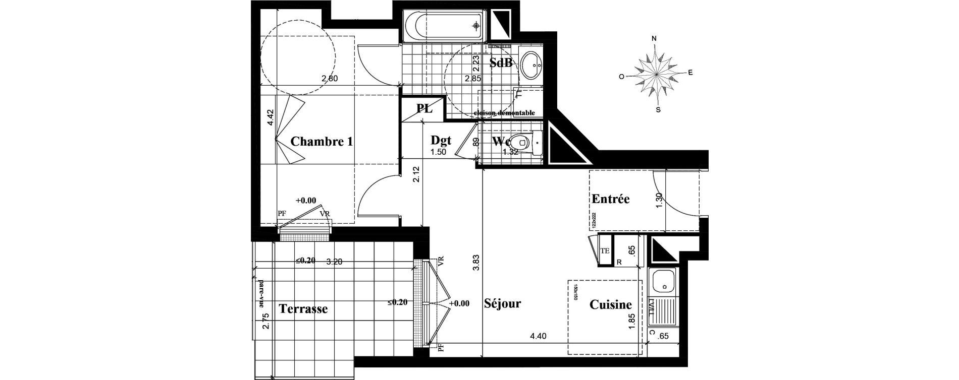 Appartement T2 de 39,67 m2 &agrave; Longjumeau Centre