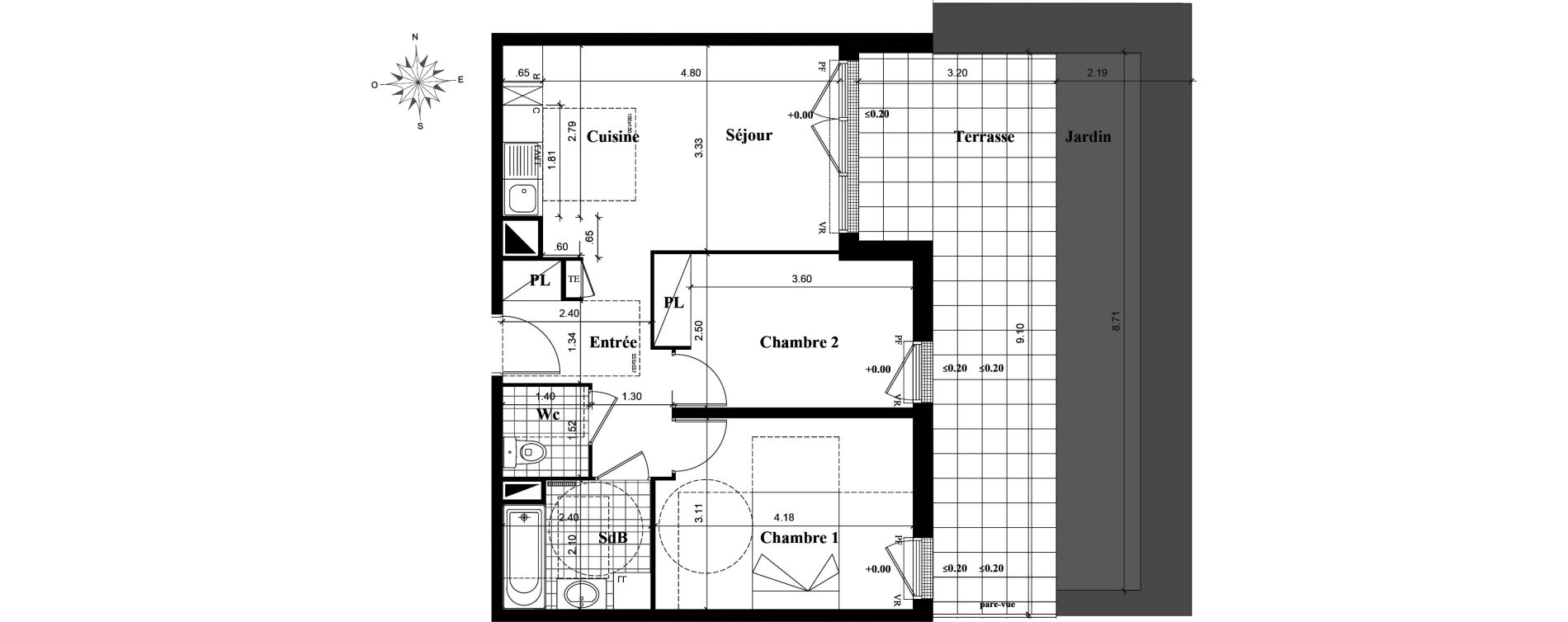 Appartement T3 de 54,22 m2 &agrave; Longjumeau Centre